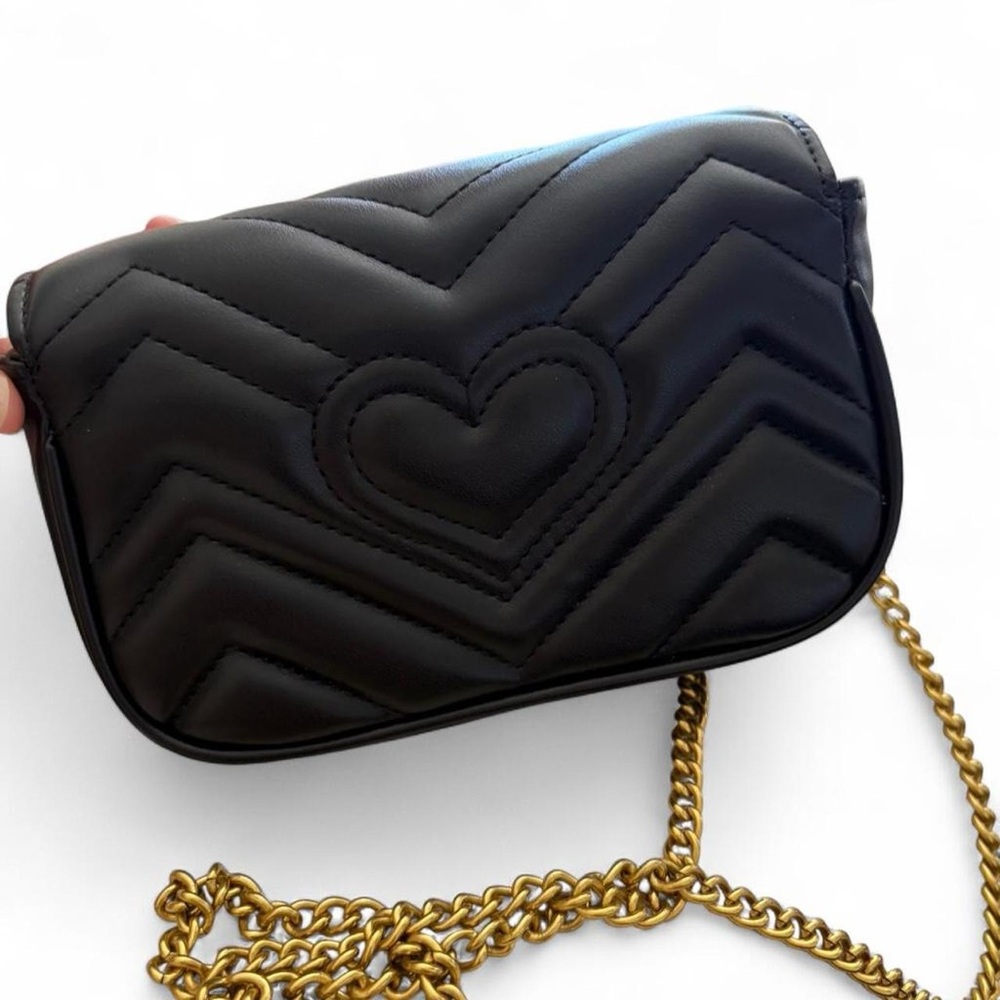 Gucci Black Quilted GG Marmont Crossbody with Gold Hardware - Picture 2 of 3